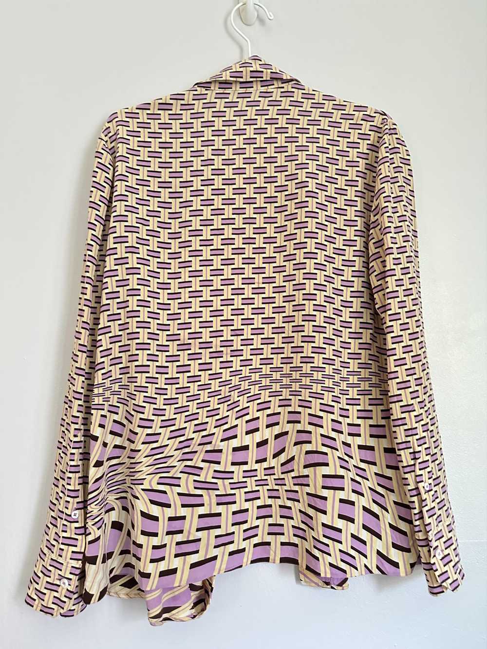 Prada Crepe De Chine Weave Print Silk Blouse - image 3