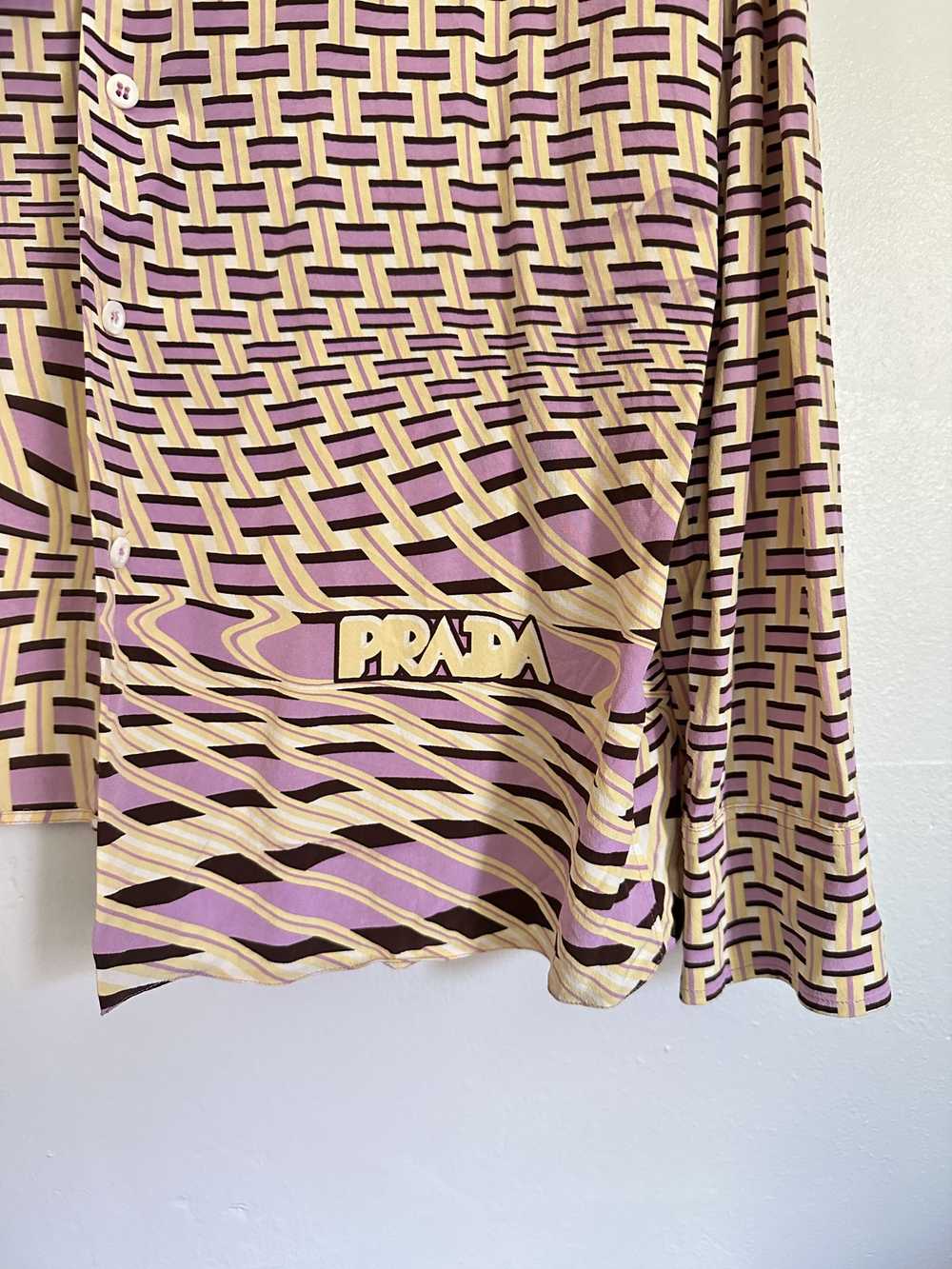 Prada Crepe De Chine Weave Print Silk Blouse - image 4