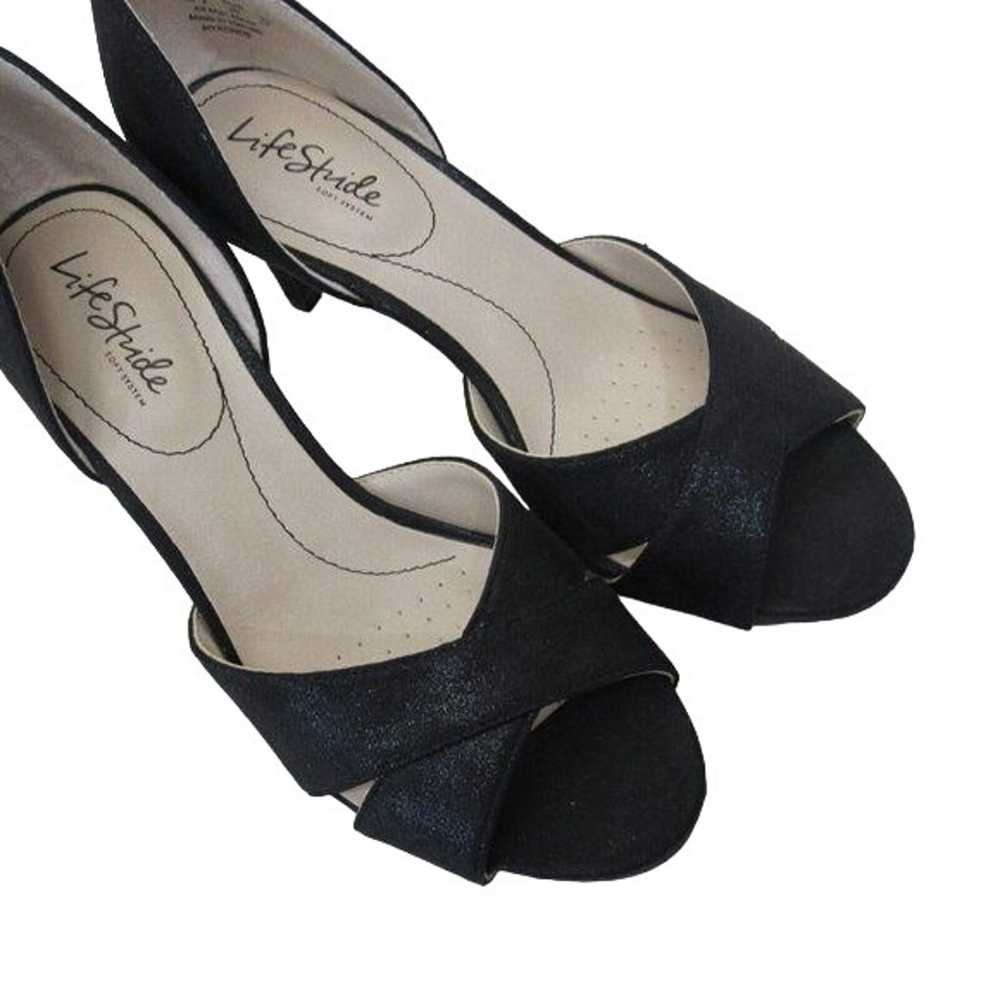 WOMEN BLACK HEELS SZ 10M -SATIN FABRIC UPPER-PART… - image 10