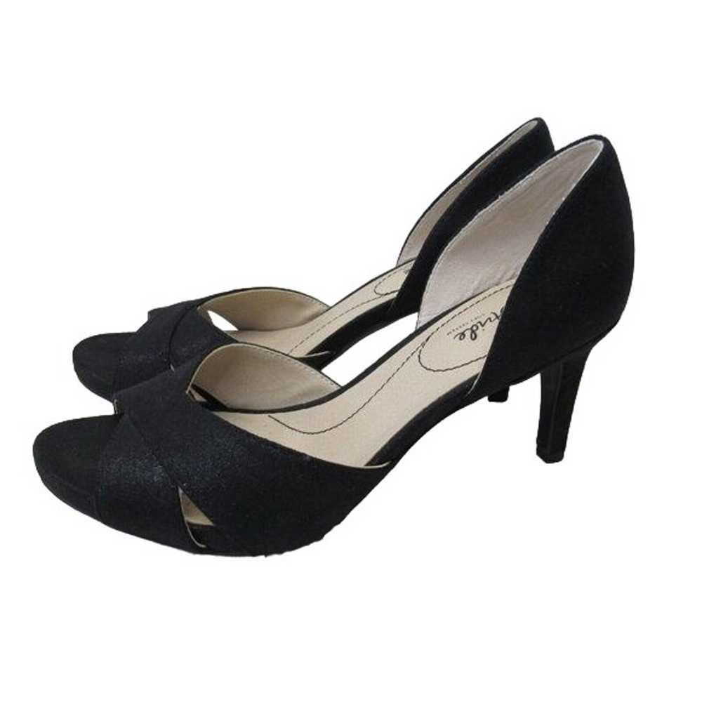 WOMEN BLACK HEELS SZ 10M -SATIN FABRIC UPPER-PART… - image 3