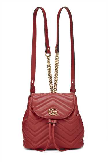 Red Leather GG Marmont Backpack Small