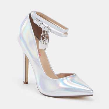 Silver Holographic Heels with Padlock Detail Just… - image 1