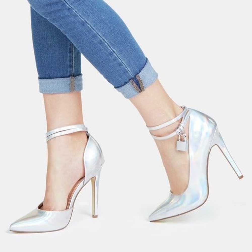 Silver Holographic Heels with Padlock Detail Just… - image 4