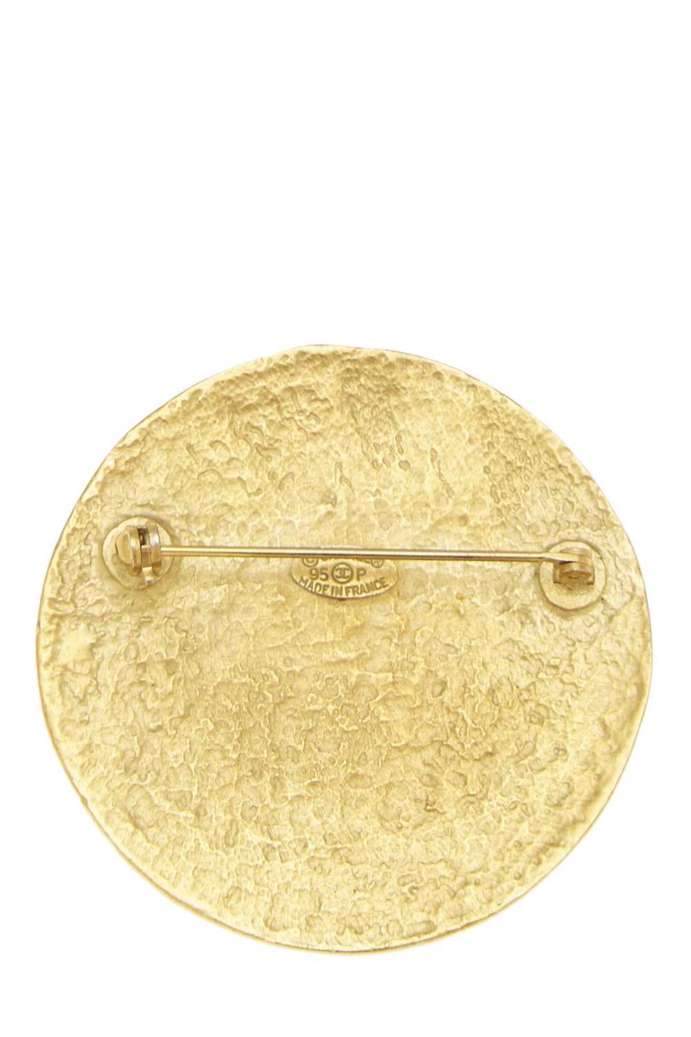 Gold Hammered 'CC' Round Pin Large - image 2