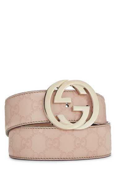 Pink Guccissima Leather Interlocking Belt