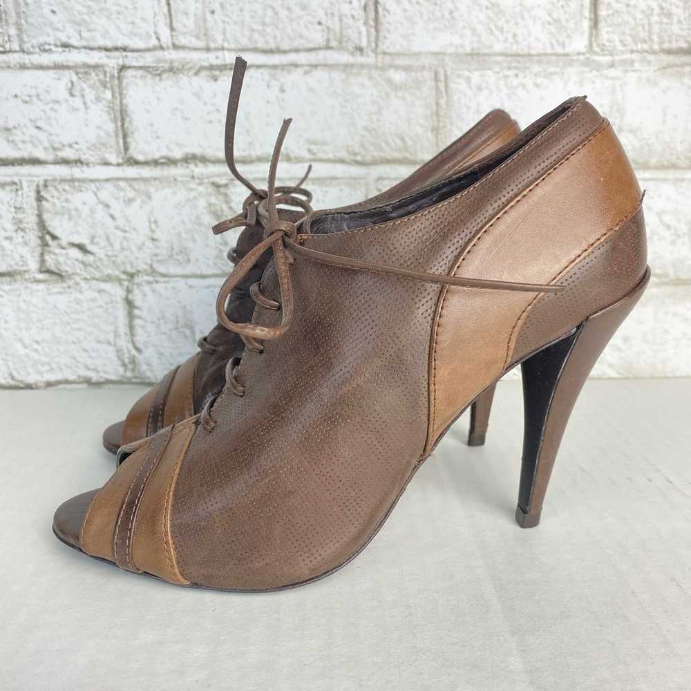 Schutz Heels Leather Shoes Peep Toe Pumps Lace Up… - image 10