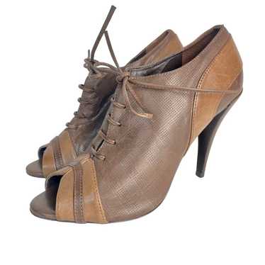 Schutz Heels Leather Shoes Peep Toe Pumps Lace Up… - image 1