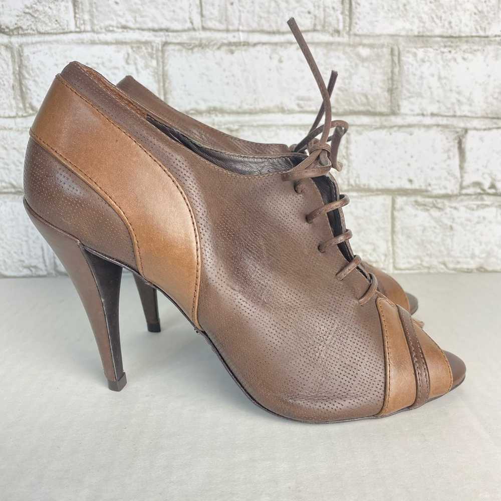 Schutz Heels Leather Shoes Peep Toe Pumps Lace Up… - image 2
