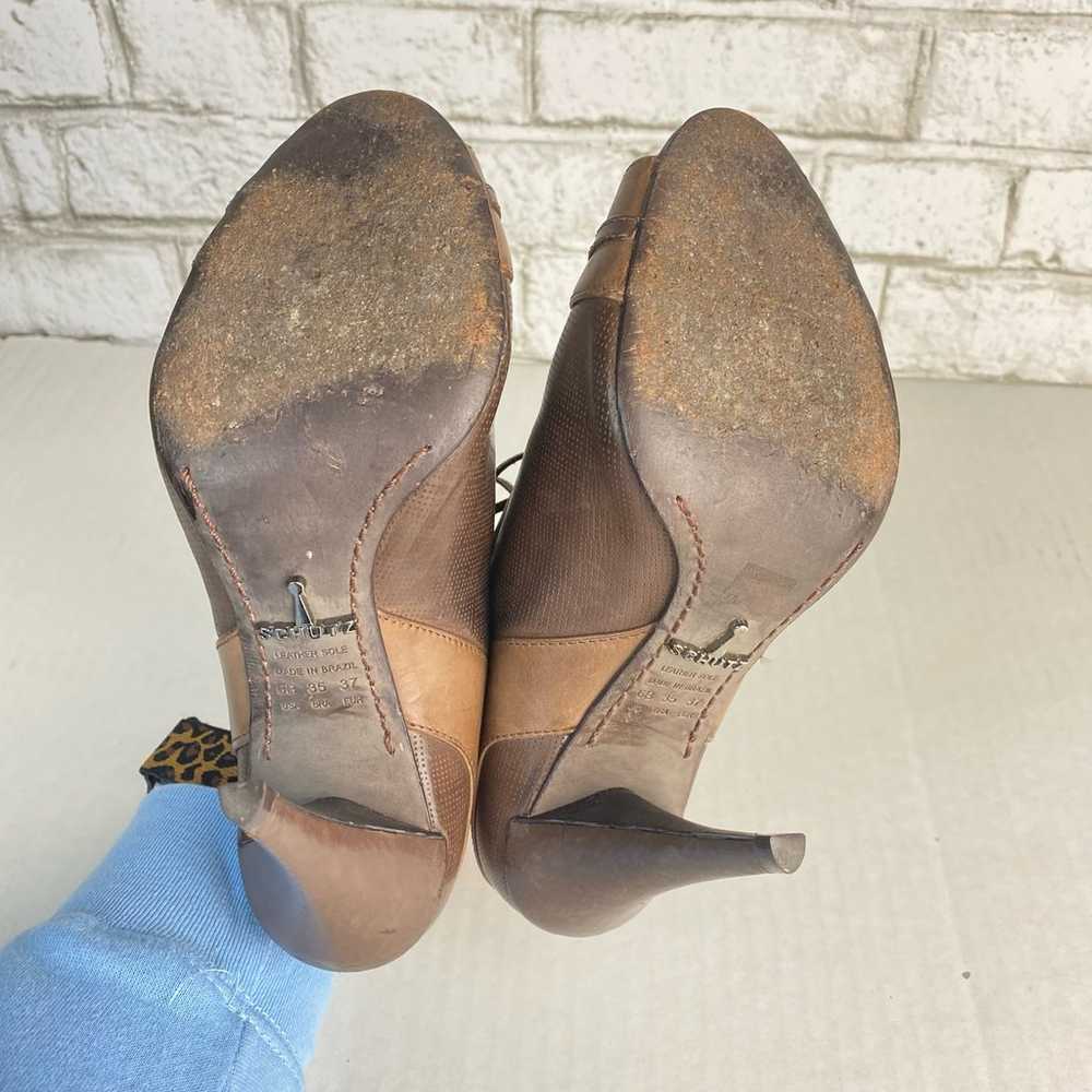 Schutz Heels Leather Shoes Peep Toe Pumps Lace Up… - image 4