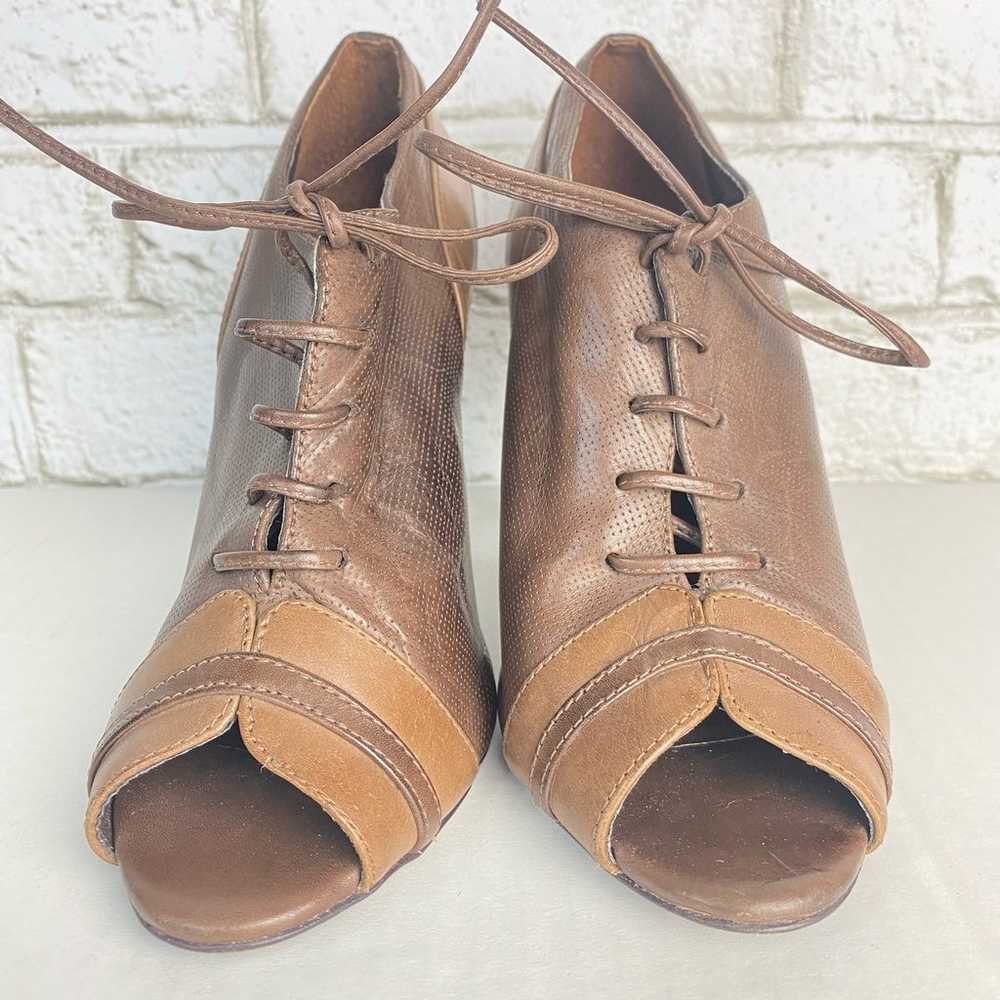 Schutz Heels Leather Shoes Peep Toe Pumps Lace Up… - image 6