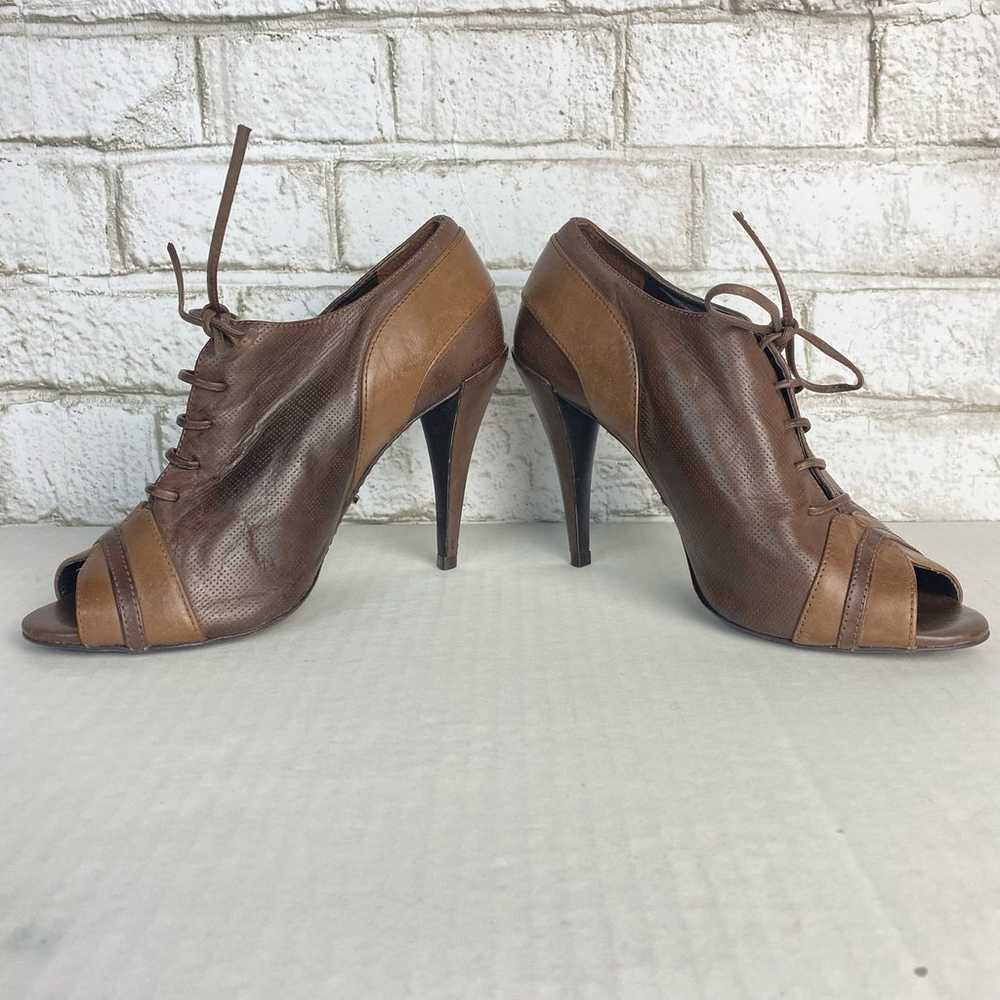 Schutz Heels Leather Shoes Peep Toe Pumps Lace Up… - image 7