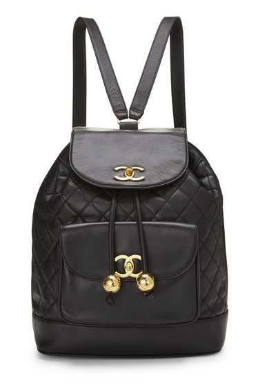 Black Quilted Lambskin Backpack Large