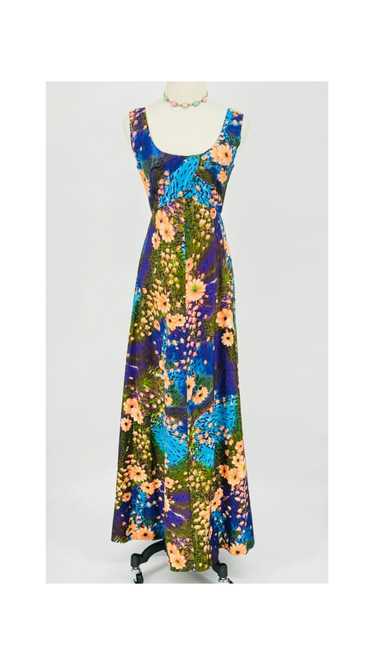 1970 Paradise Hawaii Floral Maxi Dress