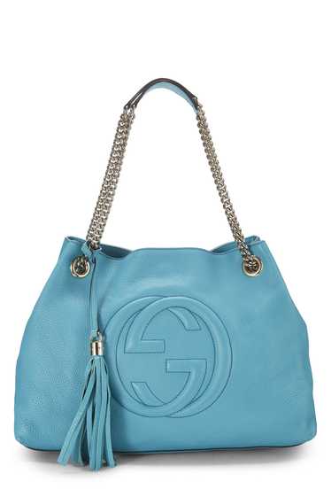 Blue Leather Soho Chain Tote