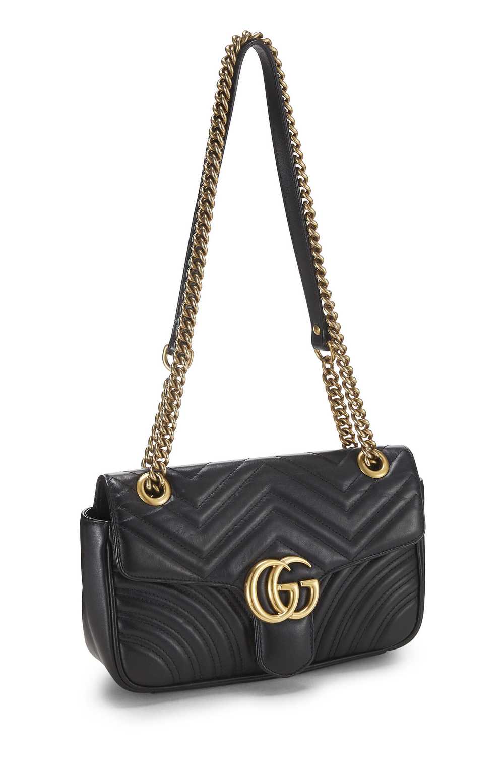 Black Leather GG Marmont Shoulder Bag Small - image 2