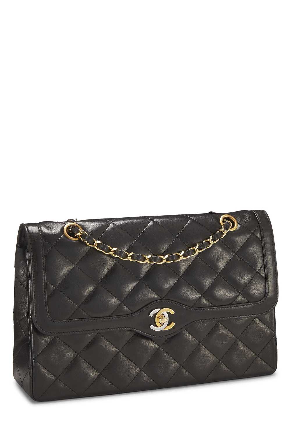 Black Quilted Lambskin Paris Limited Double Flap … - image 2