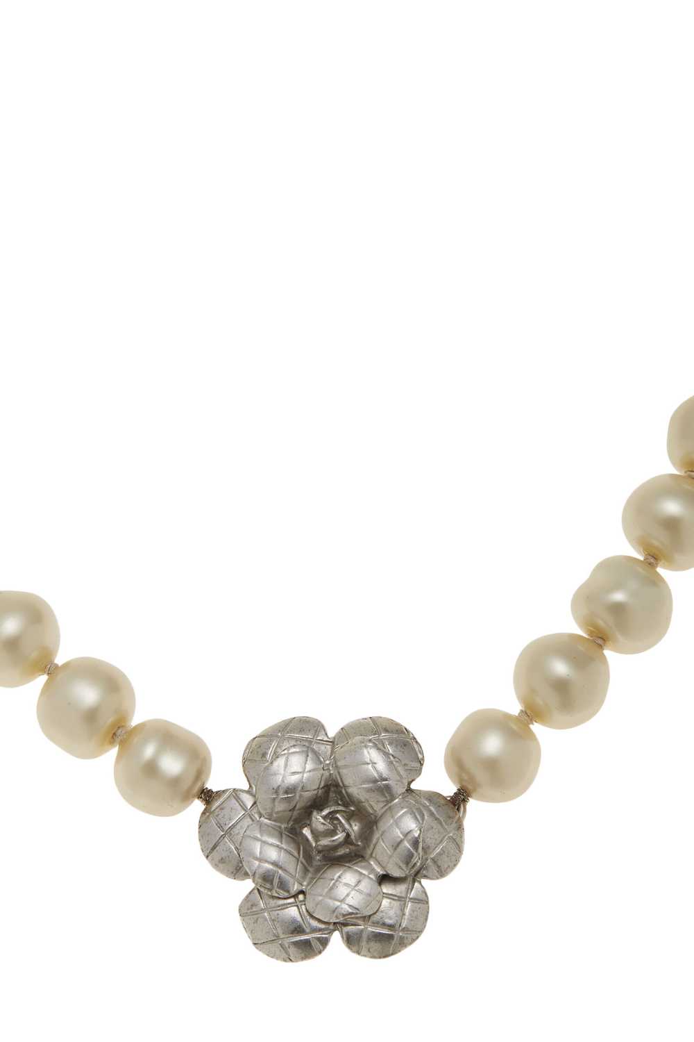 Silver & Faux Pearl 'CC' Necklace - image 2