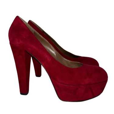 Marni Red Suede Platform Heels