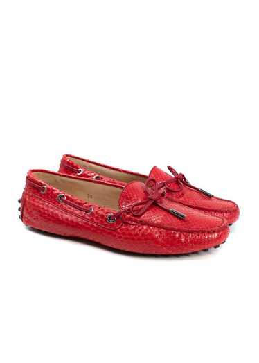 Managed by hewi Tod's Red Snakeskin Loafers