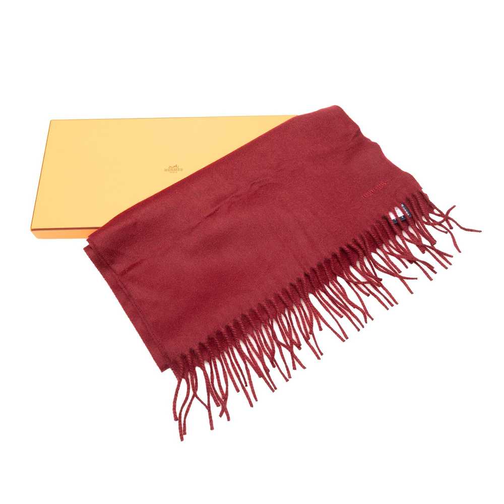 Product Details Hermes Red Fringed Cashmere Scarf - image 1