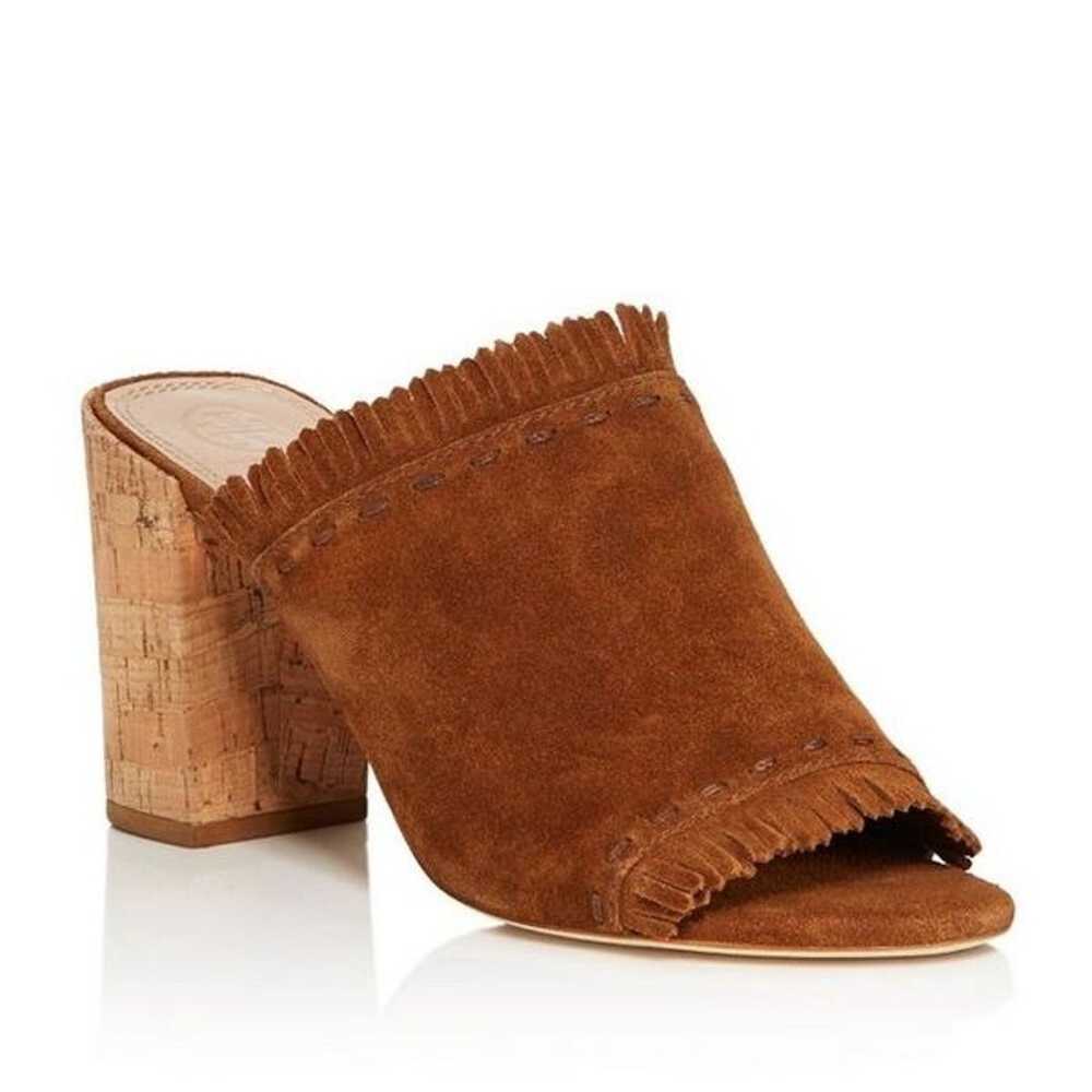 Tory Burch Brown Huntington Fringe Suede Block He… - image 1