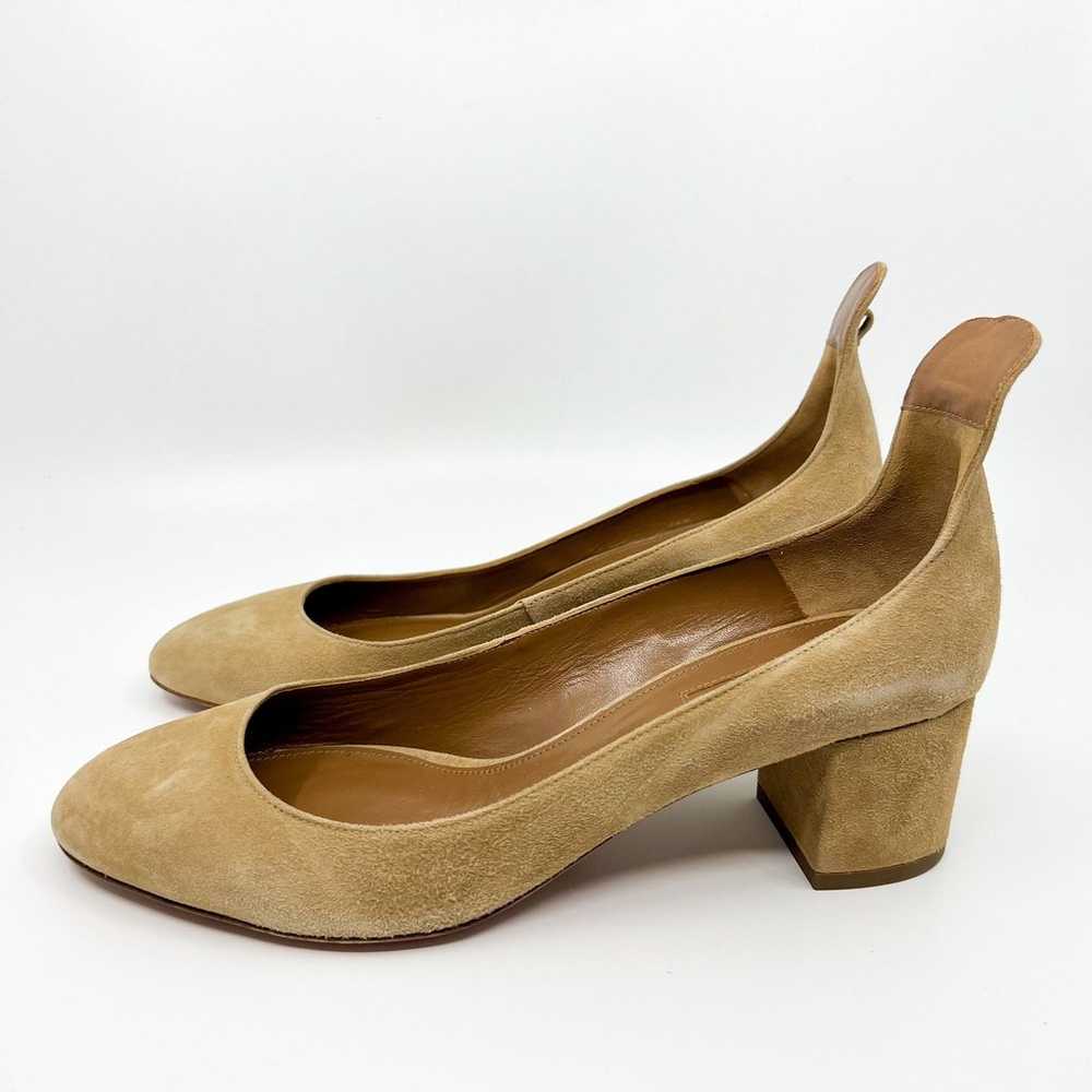 NWT Aquazzura Tan Suede Block Heel Shoes Women's … - image 2