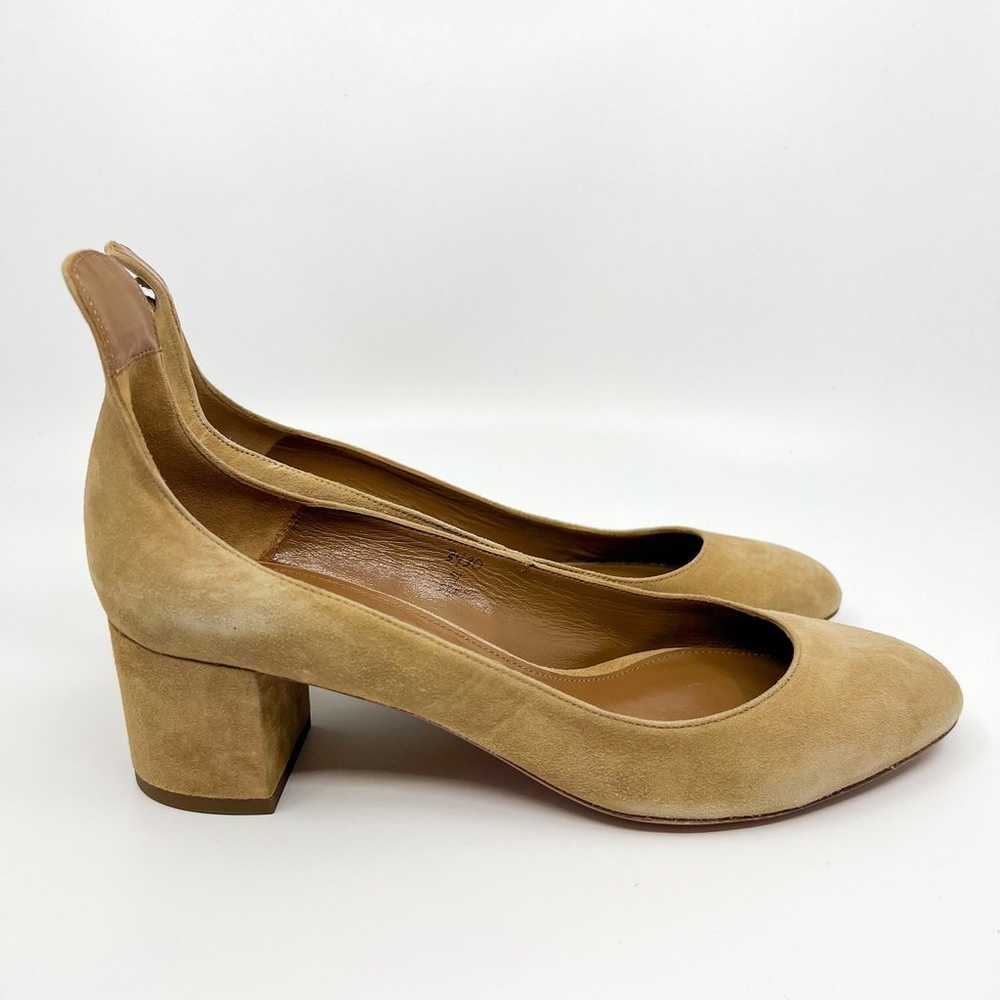 NWT Aquazzura Tan Suede Block Heel Shoes Women's … - image 3