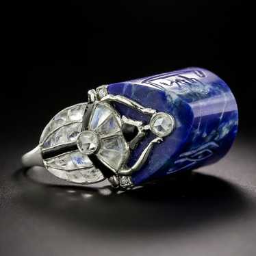 Art Deco-Style Egyptian Revival Lapis, Moonstone … - image 1