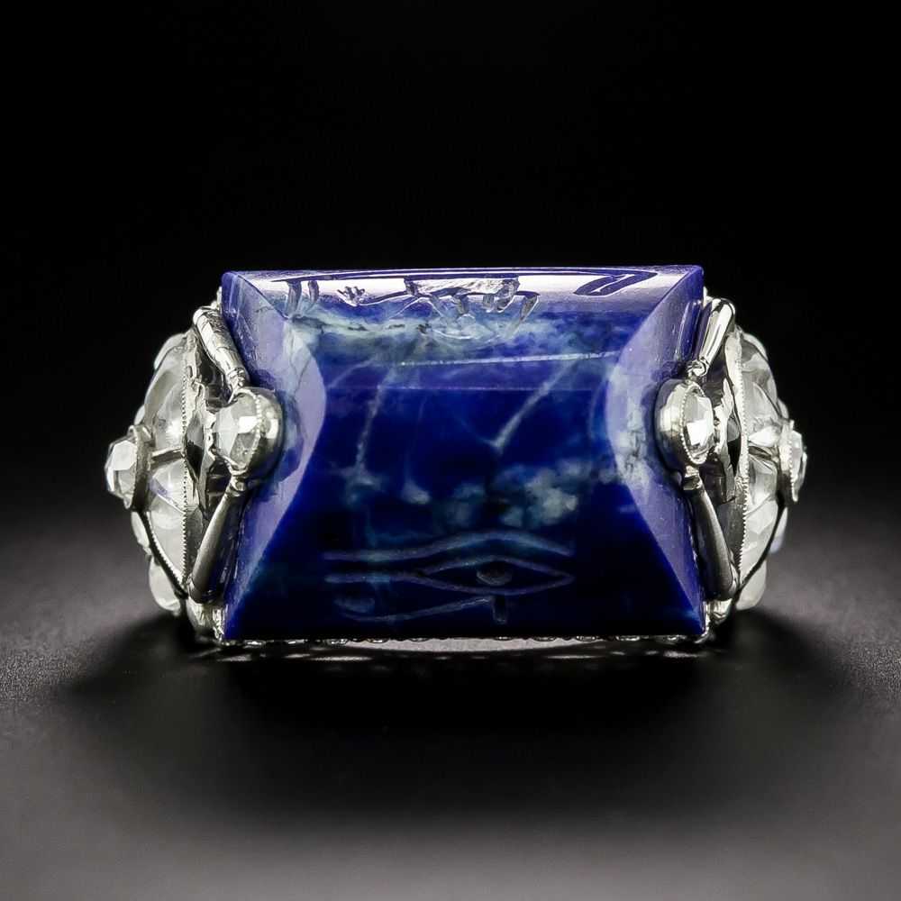 Art Deco-Style Egyptian Revival Lapis, Moonstone … - image 2