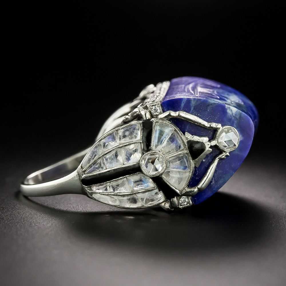 Art Deco-Style Egyptian Revival Lapis, Moonstone … - image 3