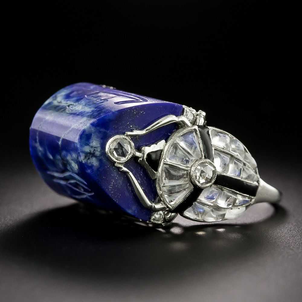 Art Deco-Style Egyptian Revival Lapis, Moonstone … - image 4