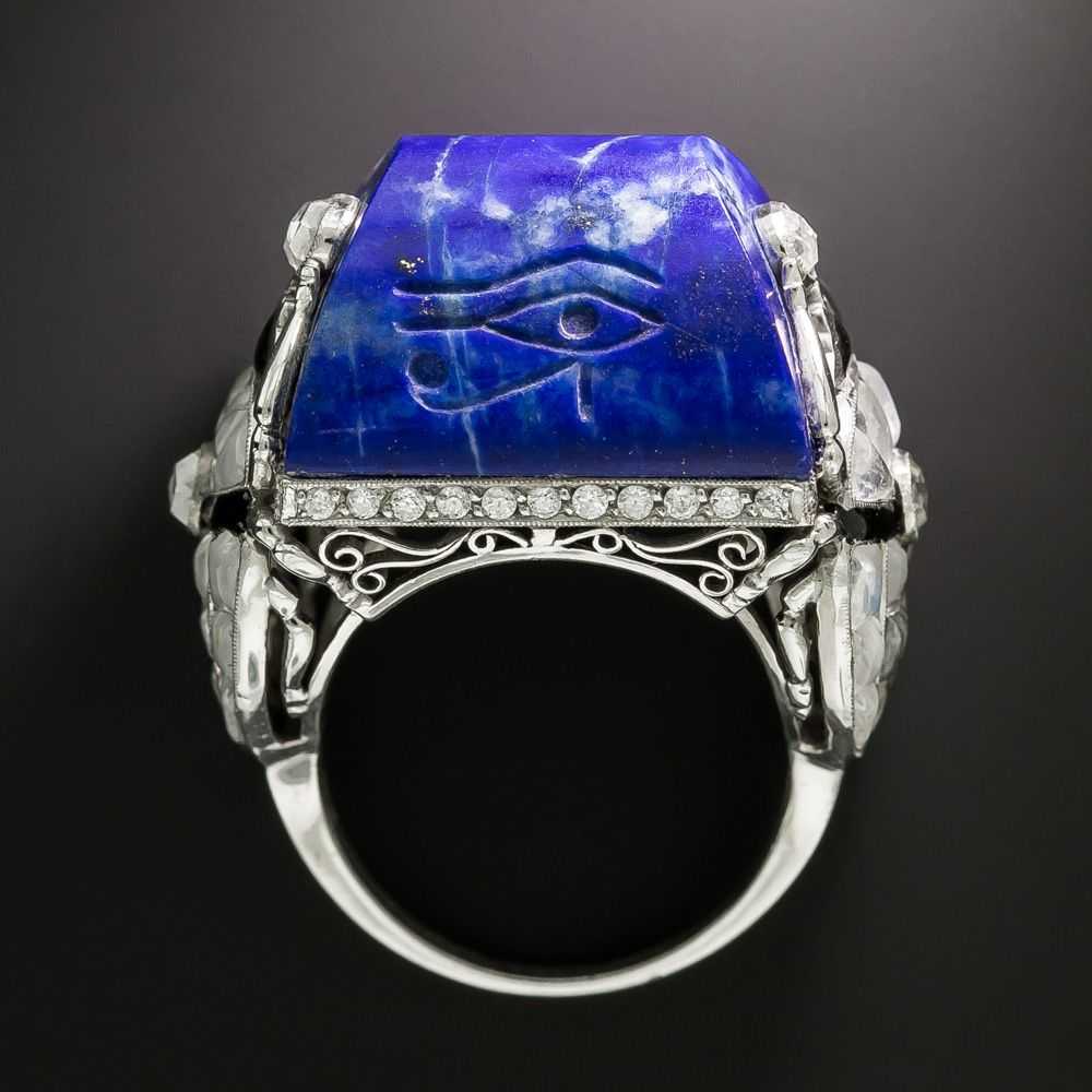 Art Deco-Style Egyptian Revival Lapis, Moonstone … - image 5