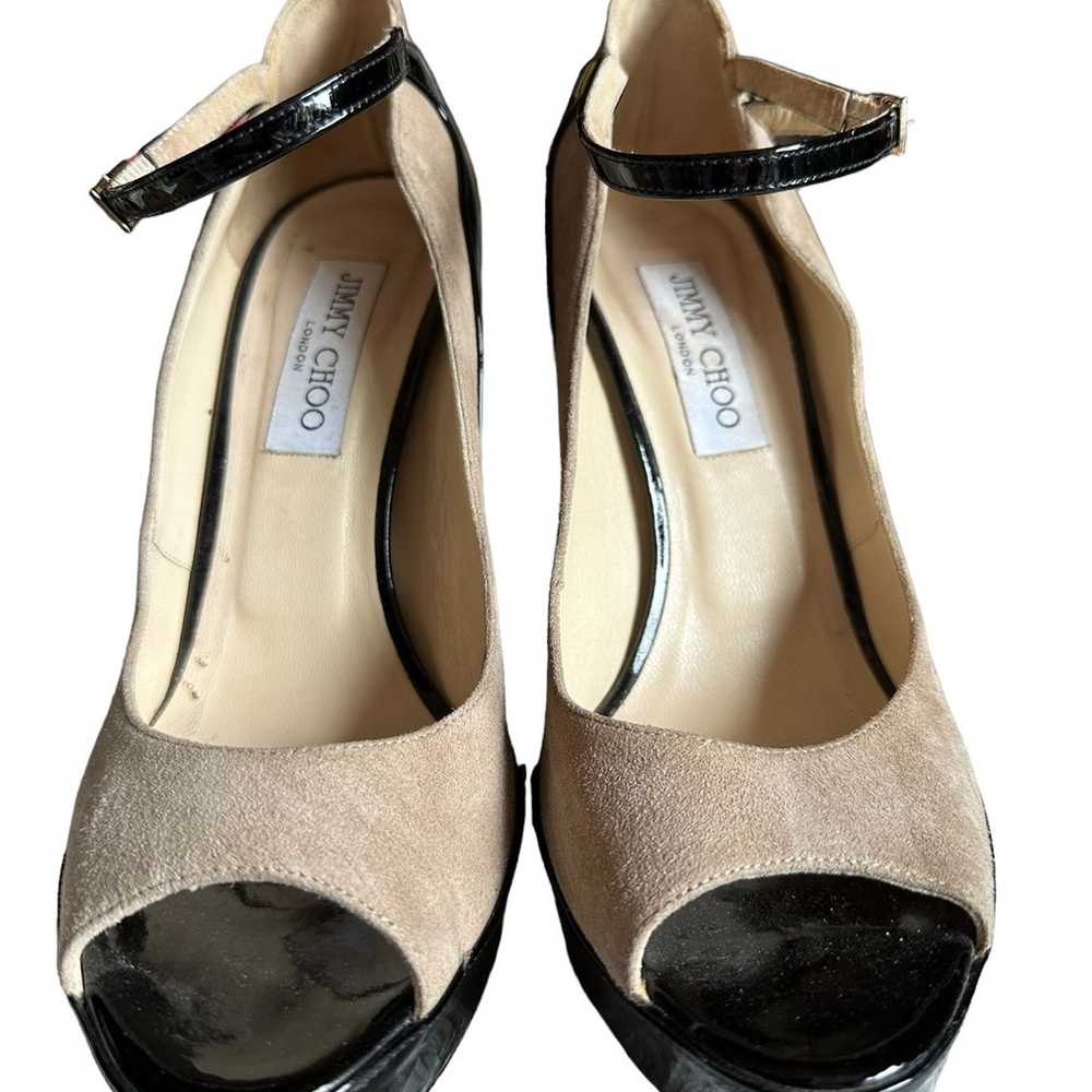 Jimmy Choo Black Patent Leather & Tan Suede Mary … - image 4