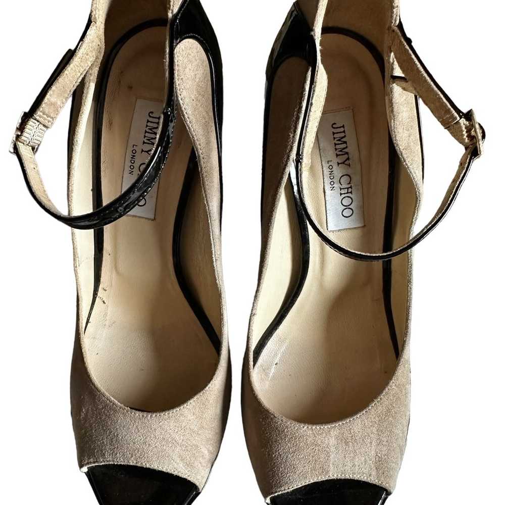 Jimmy Choo Black Patent Leather & Tan Suede Mary … - image 6