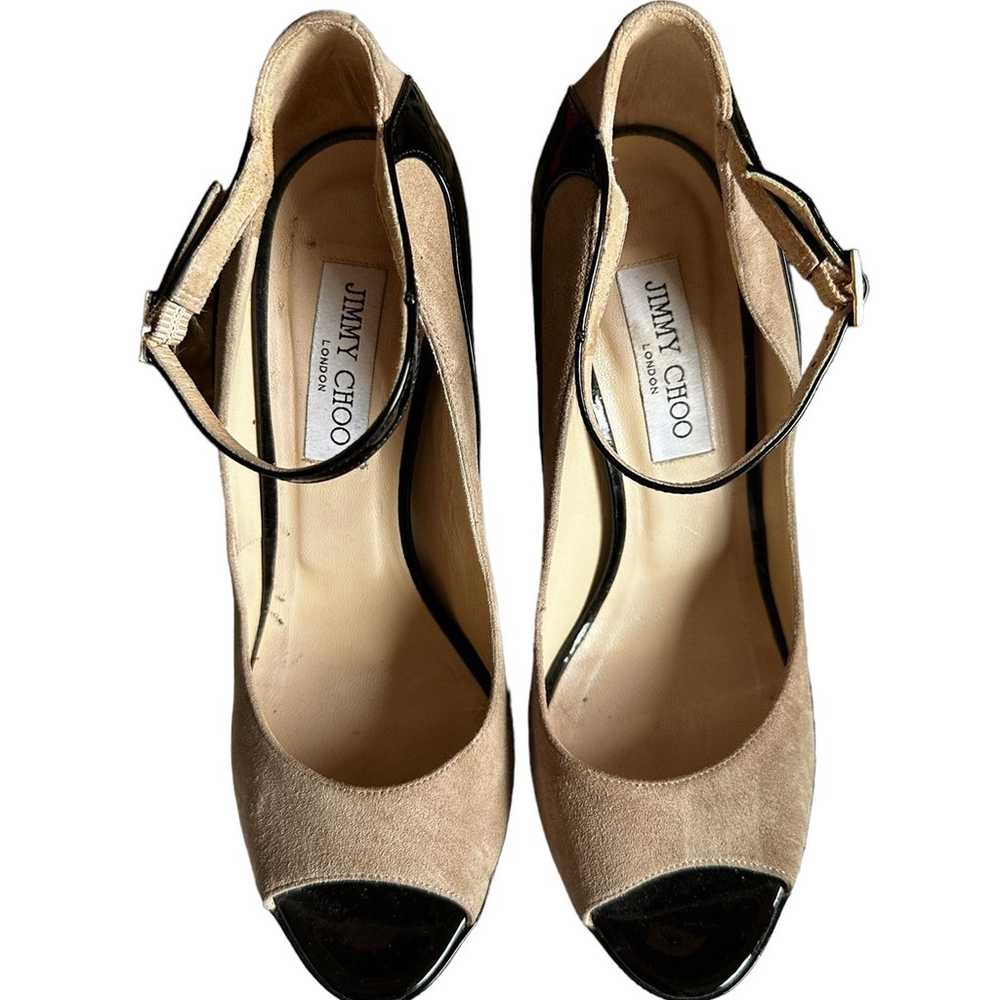 Jimmy Choo Black Patent Leather & Tan Suede Mary … - image 7