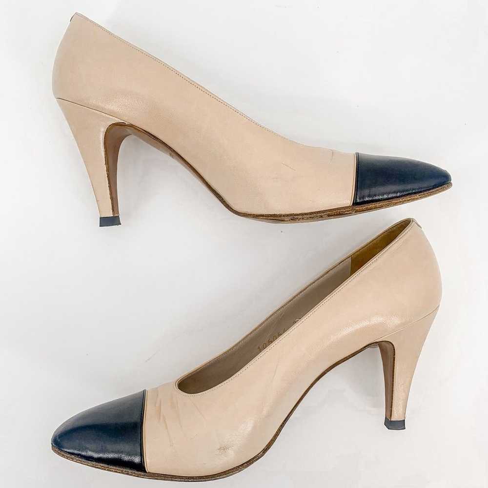 Chanel Heels Pumps Cap Toe Pointed Two Tone Leath… - image 6