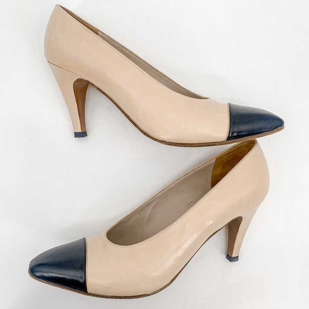 Chanel Heels Pumps Cap Toe Pointed Two Tone Leath… - image 7