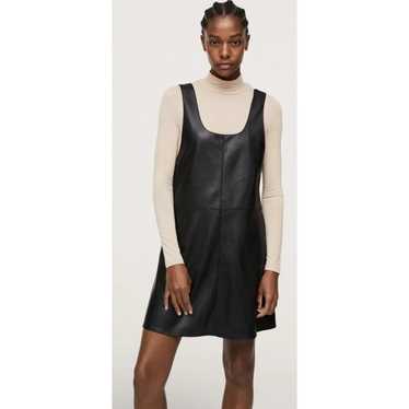 Mango Women 6 Dress Faux-leather Pinafore Dress B… - image 1