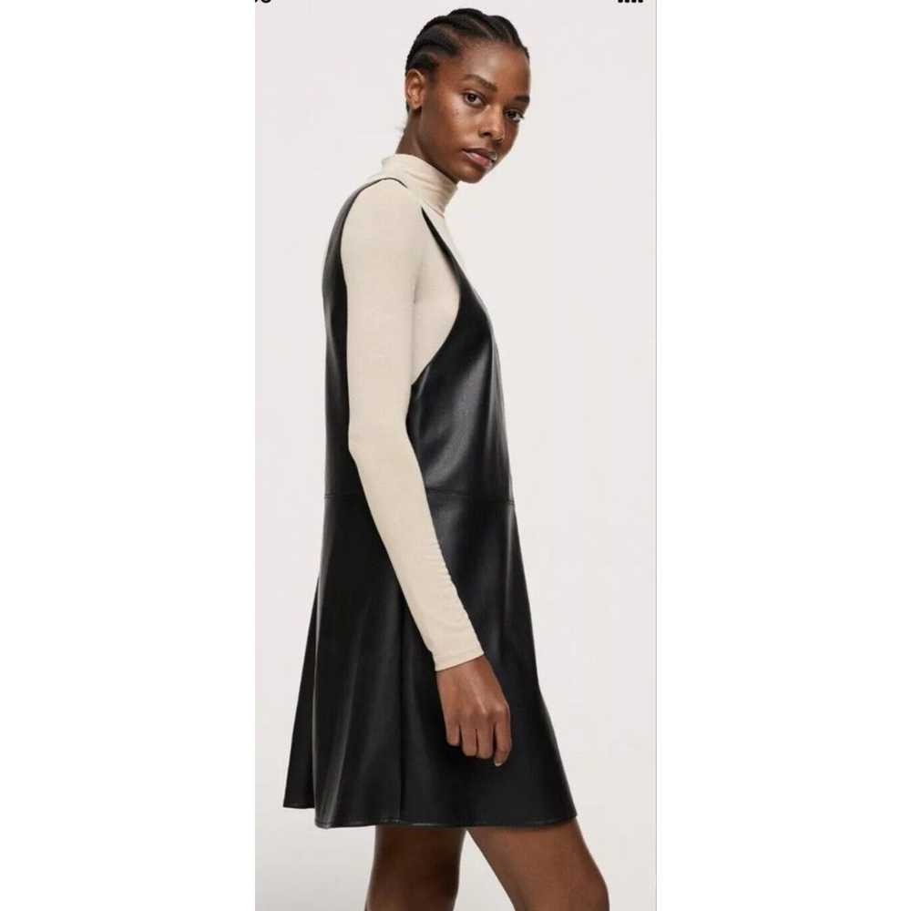Mango Women 6 Dress Faux-leather Pinafore Dress B… - image 3