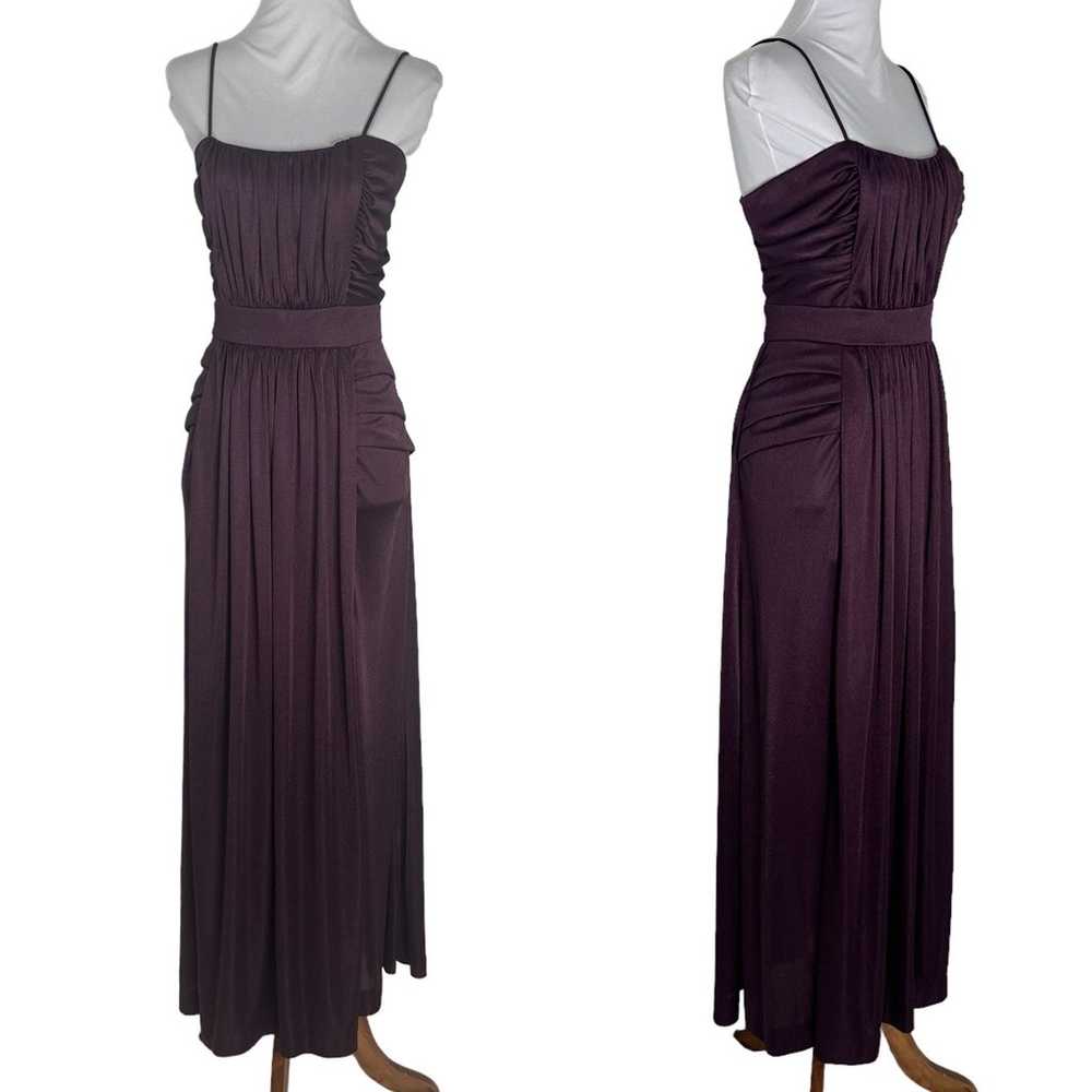 Vintage 1970s Plum Purple Slinky 70s MAxi Dress S - image 1