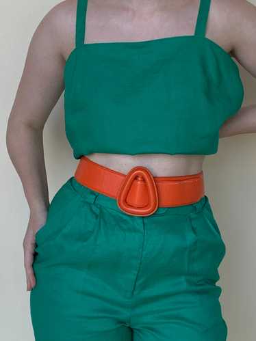 1980s orange leather belt