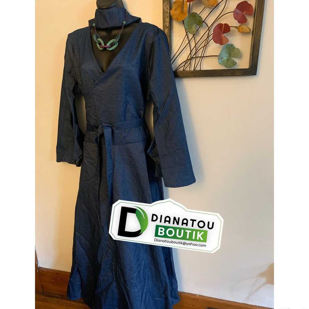 Dianatou Boutik Light Denim Wrap Maxi Dress/Scarf - image 2