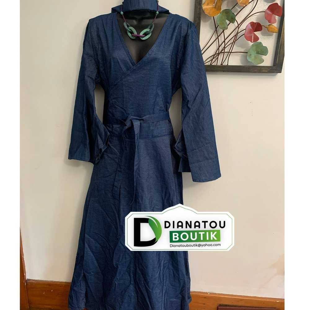 Dianatou Boutik Light Denim Wrap Maxi Dress/Scarf - image 5