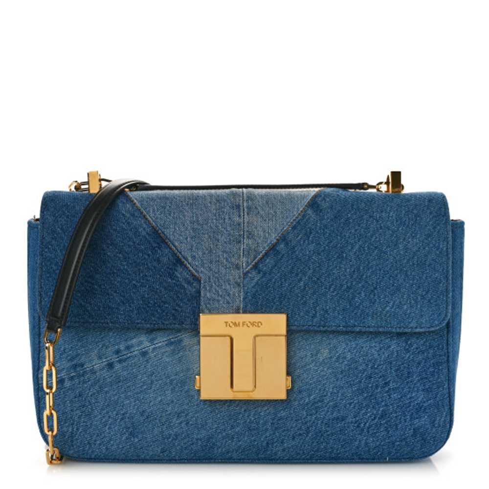 TOM FORD Denim T-Clasp Shoulder Bag Blue - image 1