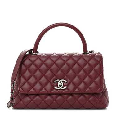 CHANEL Caviar Quilted Small Coco Handle Flap Burg… - image 1