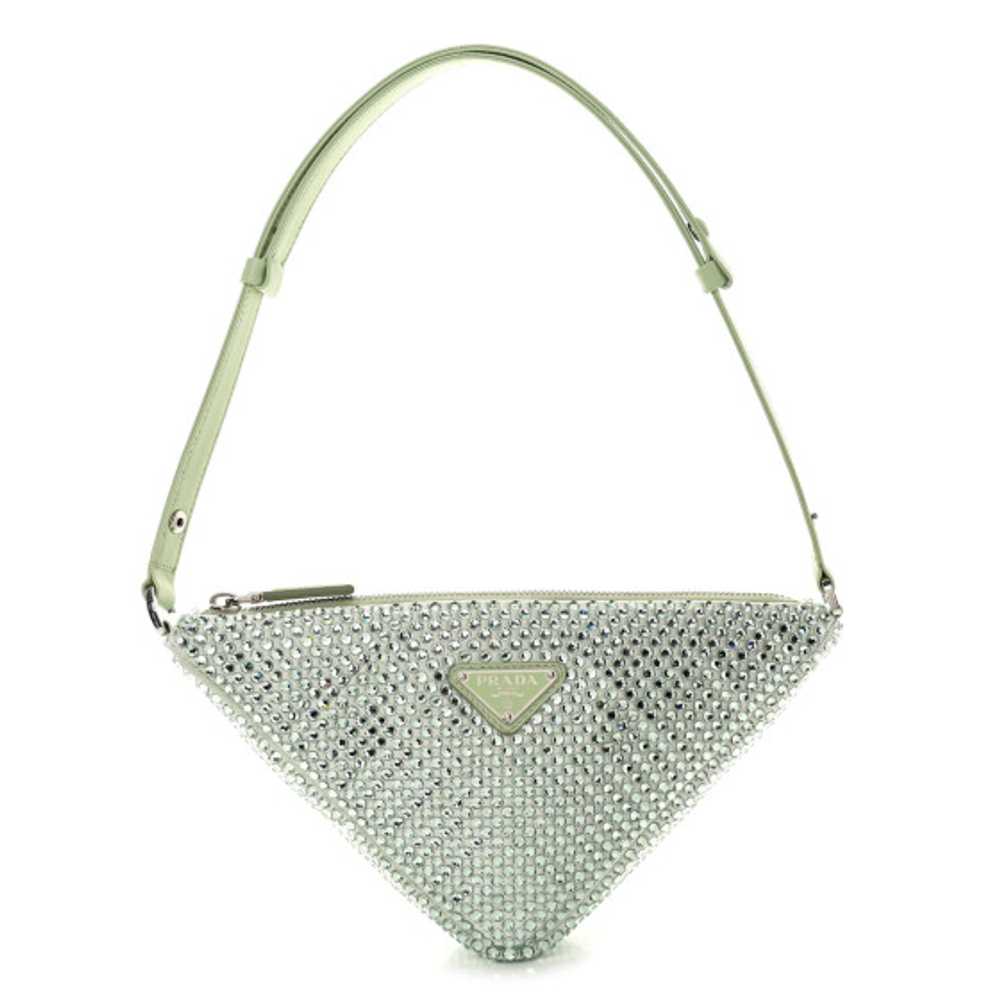 PRADA Satin Crystal Triangle Pouch Acqua - image 1