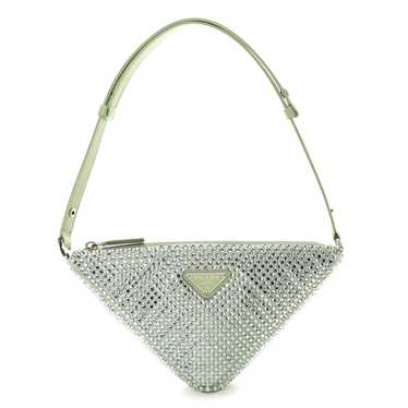 PRADA Satin Crystal Triangle Pouch Acqua - image 1