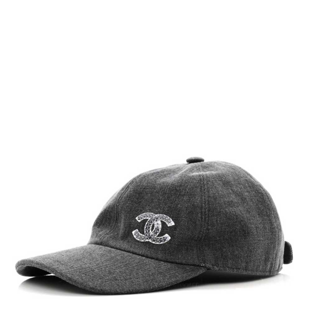 CHANEL Cotton Sequin CC Cap Hat Black - image 1