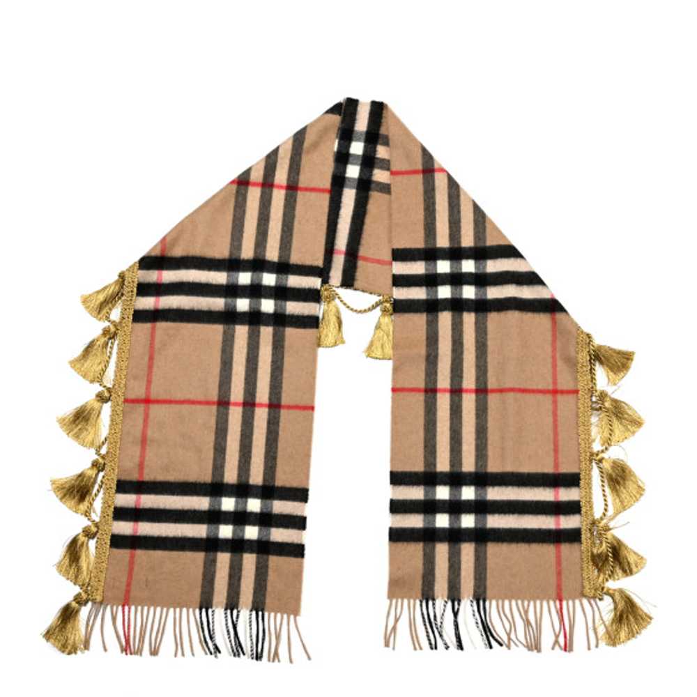 BURBERRY Cashmere Giant Check Tassel Scarf Camel … - image 1