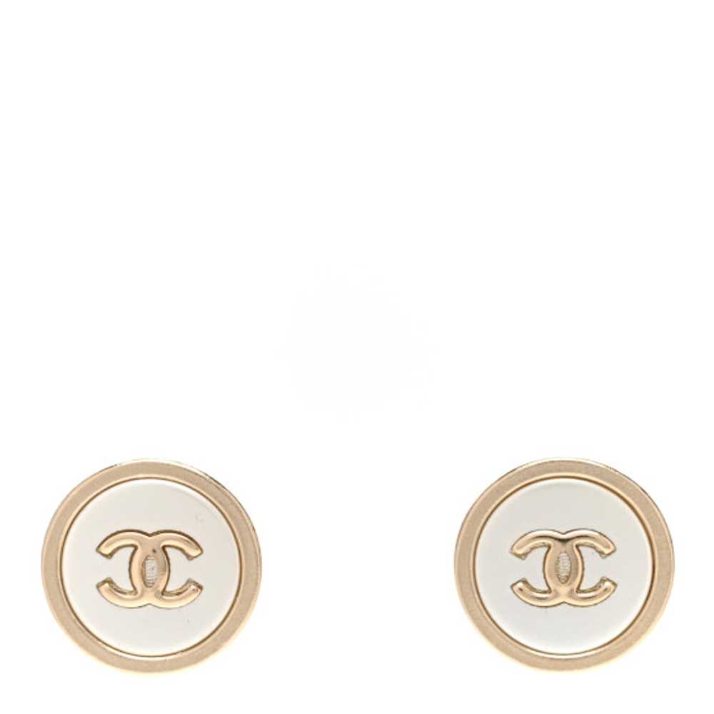 CHANEL Pearl Coco Round Earrings Gold Pearly White - image 1
